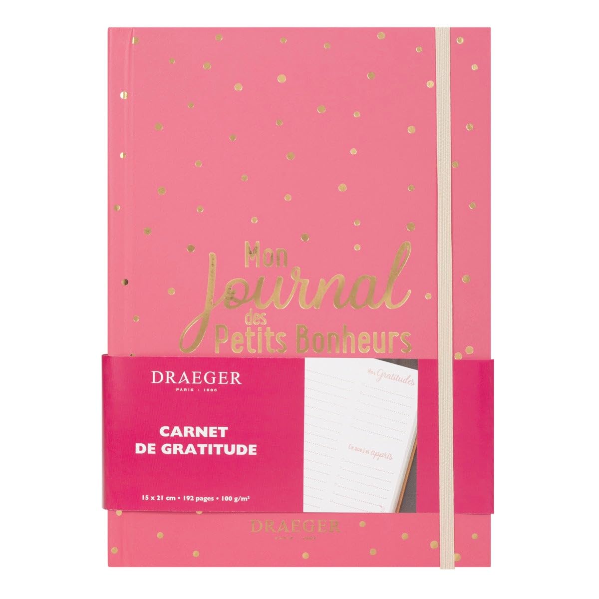 Draeger Paris - "Mes Petits Bonheurs" (My Little Happiness), Gratitude Journal [French Language], Pink, A5