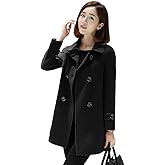 IDEALSANXUN Womens Fall Winter Wool Coats Peacoat Double Breasted Trench Coats