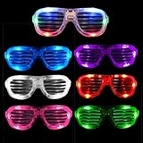 12 Pack LED Light Up Glasses - Assorted Flashing Lights (Slotted Shades)