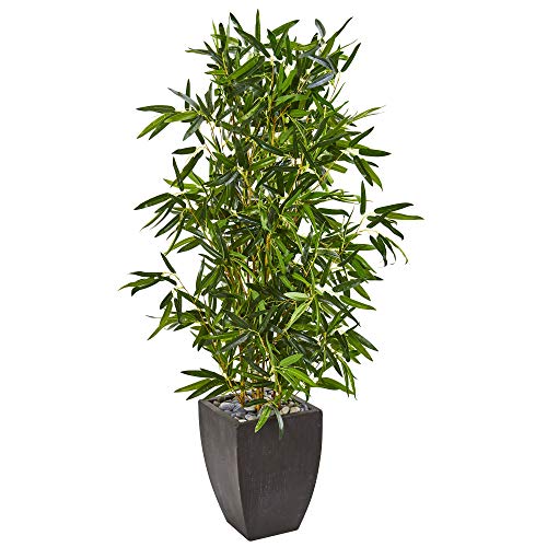 Nearly Natural 5ft. Bamboo Artificial Tree in Black Planter (Real Touch) UV Res…