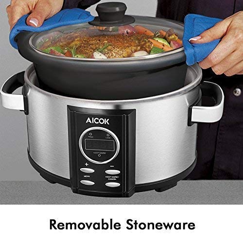 Slow Cooker Aicok 7 Quart Slow Cookers Programmable with 12 Hour Timer