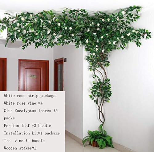 RENHAN Artificial Fake Flowers Rose Vine Flowers Plants Simulation Green Plant For Home Garden Outdoor Wedding Ceremony Holiday Silk Flowers String,A