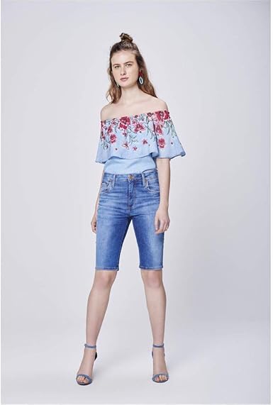 bermuda jeans feminina cintura alta