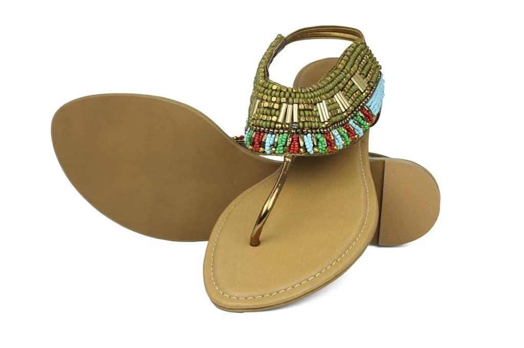 inc.5 women's ant gold beaded osho chappals (30196ant gold36) - 3 uk