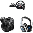 Logitech G29 Driving Force Racing Wheel + Floor Pedals + Driving Force Shifter + A20 Wireless Gaming Headset Bundle - PS5/PS4/PC