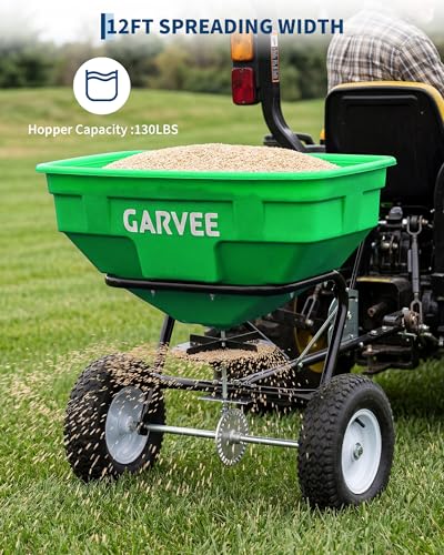 Garvee 130LBS Tow Behind Broadcast Spreader, Universal Hook Garden Spreader photo 9