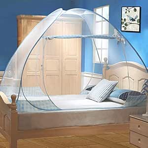 Tinyuet Mosquito Net, 47.2x78.7in Bed Canopy, Portable Travel Mosquito Net, Foldable Double Door Mosquito Net for Bed, Easy Dome Mosquito Nets - Blue Rim