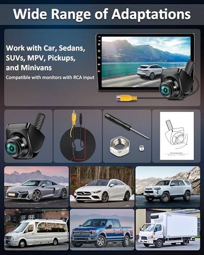 Vtopek universal rear view camera: 8 modes at the touch of a button, quick installation | 360° Rotatable OEM Look for Concealed, 170° Wide Angle, Night Vision, IP69 Waterproof Reversing Camera Retrofit NTSC for Car