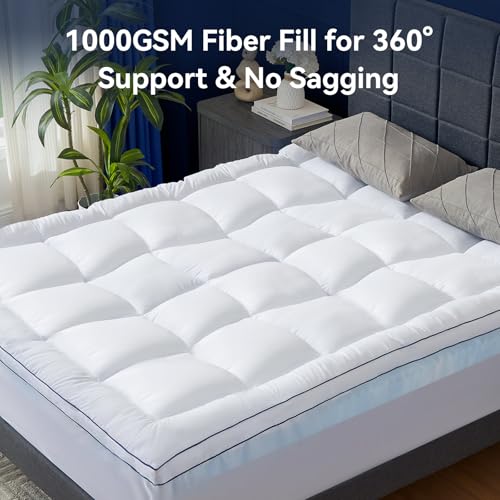 NicePlus Dual Layer 4 Inch Memory Foam Mattress Topper Queen, 2 Inch Cooling Gel Memory Foam and 2 Inch Soft Pillow Top Mattress Pad Cover for Back Pain Relief, with Elastic 21" Deep Pocket