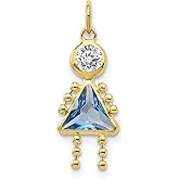 FB Jewels Solid 10K Yellow Gold March Girl Birthstone Charm