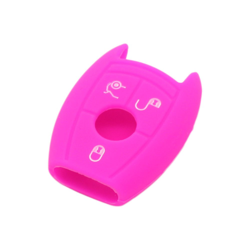 BROVACS Silicone Cover Protector Case Holder Skin Jacket Compatible with MERCEDES BENZ Smart Remote Key Fob 3 4 Button CV9950 Rose