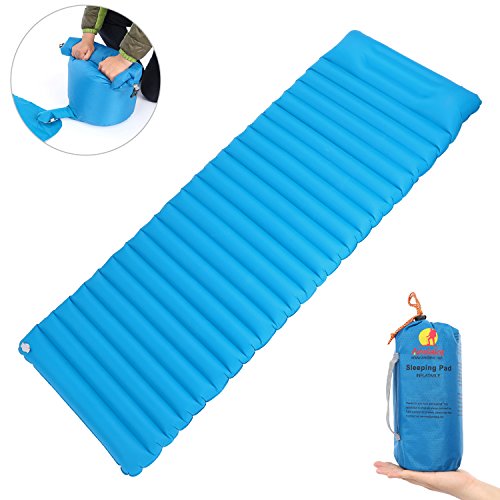 Andake 1.2lb Ultralight Sleeping Pad, Ultra-Compact Inflatable Air Sleeping Mat, Thickness for Backpacking, Camping, Hiking, Fishing, Outdoor Leisure, w/Air Pump Dry Sack Bag