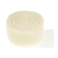 TtoyouU 2.2" X 10 Yards Pearl Mesh Wrap Ribbon Bead Roll Pearl Trim for Wedding,Party Decorations (Beige)