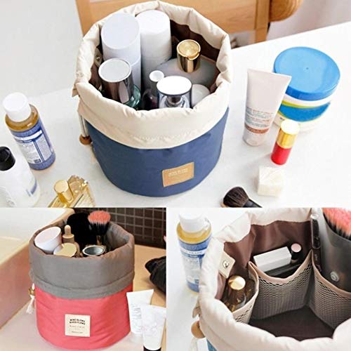 drawstring pouch bucket barrel cosmetic makeup bags travel organizer Large Flat Open Bag,Lay Bag Toiletry Bag Barrel Toiletry Bag All The