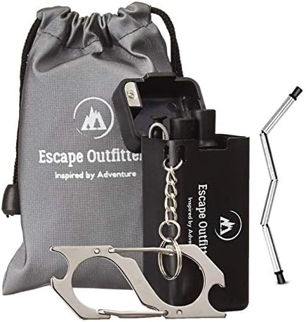 Collapsible Reusable Straw Stainless Steel FUTURE STRAW is Foldable, Retractable, Eco-Friendly & Portable. The Folding Drinking Straw w/Squeegee, Keychain, Carabiner, Case & Bag by Escape Outfitters