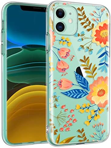 Hekodonk Compatible iPhone 11 Case, Flower Clear Design TPU Bumper Protective Silicone Shockproof Protective Flexible Anti-Scratch Cover for Apple iPhone 11 Flora