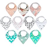 10-Pack Bandana Bibs Upsimples Baby Drool Bibs for Drooling and Teething, Organic Cotton, Super Absorbent, 10 Stylish Design for Baby Girls Toddler, Baby Shower Gift Set