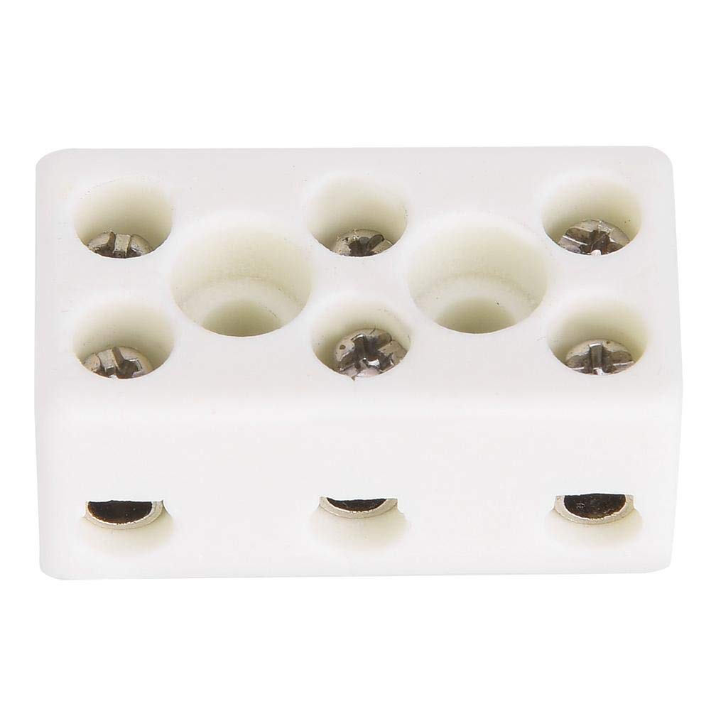 10PCS 3 Way 24A Ceramic Terminal Block Porcelain Terminal Block Wire Connector High Temperature Resistant, 1.32x0.70x0.61in