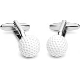 Mens White Golf Ball Cufflinks Husband Idea Golfer Cufflinks with Travel Presentation Gift Box for Country Club 18 Holes Golf Course Wedding Party Groomsmen Groom