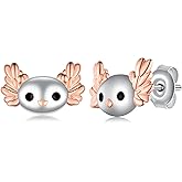 Axolotl Earrings 925 Sterling Silver Axolotl Stud Earrings Cute Animal Jewelry Gifts for Women Axolotls Lovers