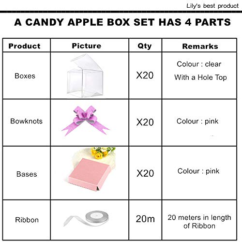 4"x4"x4" Clear Candy Apple Boxes Set With Hole Top for Caramel Apples, Ornaments,Treats. Pack of