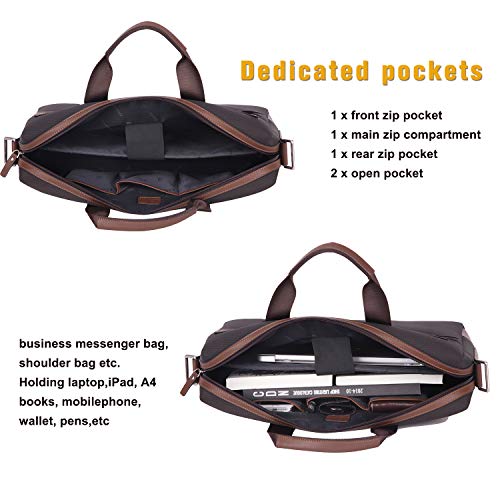 Banuce 15 inch Laptop Tablet Bag Oxford Nylon Waterproof Business Messenger Briefcase for Men Slim Shoulder Attache Case