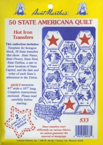 Aunt Martha'sTransfer Pattern Collections-50 State Americana Quilt