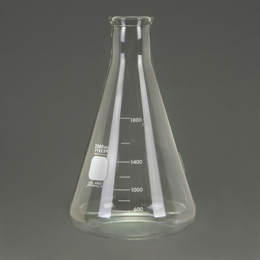 Pyrex Glass Erlenmeyer Flask Measuring 2 000 Ml Amazon Com Industrial Scientific