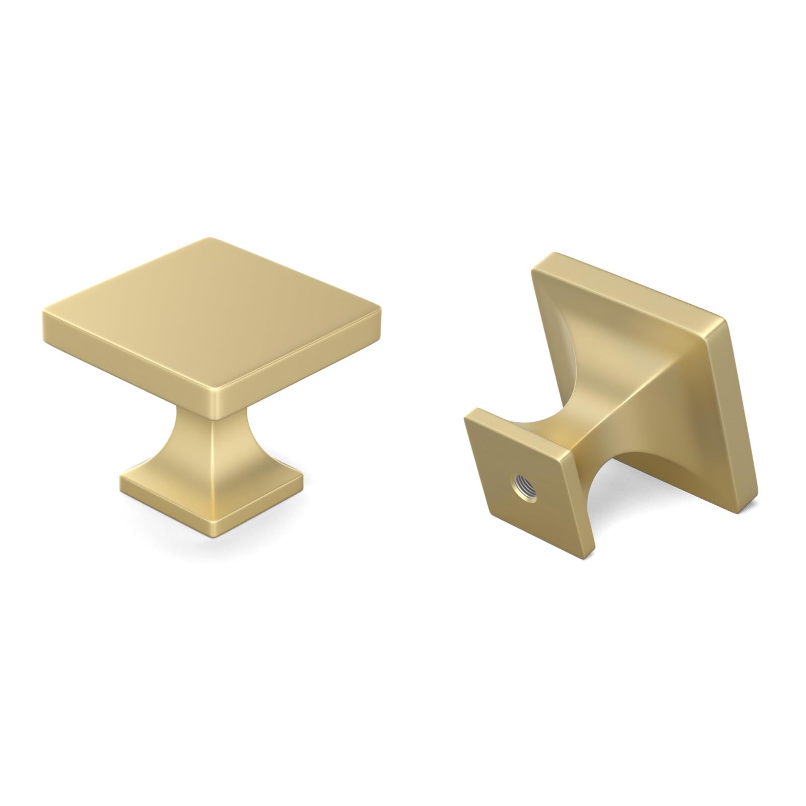 LONTAN 20 Pack Gold Square Cabinet Knobs Zinc Alloy Gold Cupboard Knobs for Kitchen Drawer and Wardrobe Bathroom Shower