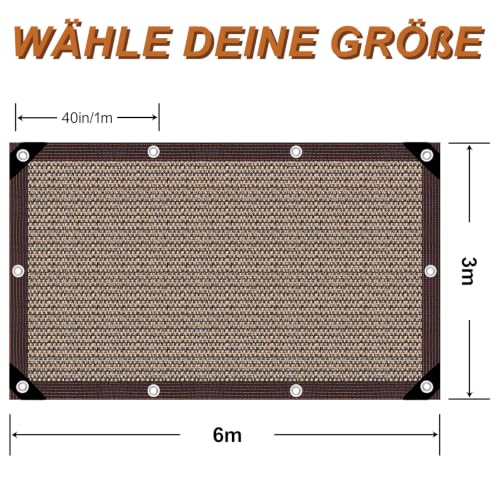 Shade net 3 x 6 m, outdoor shading net, shade net with eyelets | Shade Cloth Greenhouses Wind Cut for Cover with Eyelets, Wind for Plant Cover/Greenhouse/Garden/Pergola