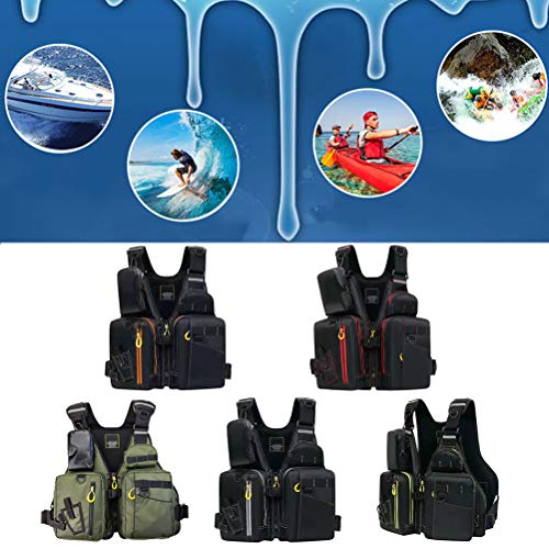 Yissma Gilet De Sauvetage De Pêche Réfléchissant Unisexe Gilet Multi-fonction Multi-poches à L’extérieur Gilet De Pêche à Haute Flottabilité