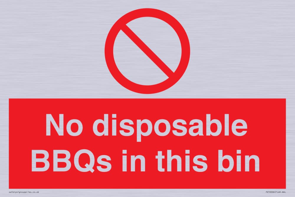 No disposable BBQs in this bin Sign - 300x200mm - A4L