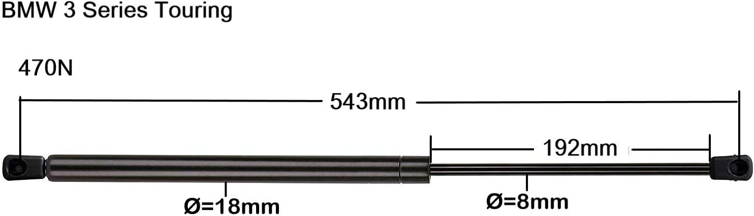 Ramor Strutz 2x Tailgate Gas Struts Compatible with a BMW 3 Series Touring E91 2004-2012. Tailgate Gas Springs Replacement for 51247127875 and others - Image 4