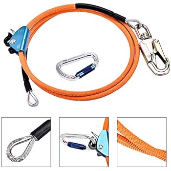 ETE ETMATE Steel Wire Core Flip Line Kit - Flipline with Triple Lock Carabiner Adjuster, Adjustable Lanyard, Low Stretch, Cut Resistant - for Fall Protection, Arborist, Tree Climbers (1/2