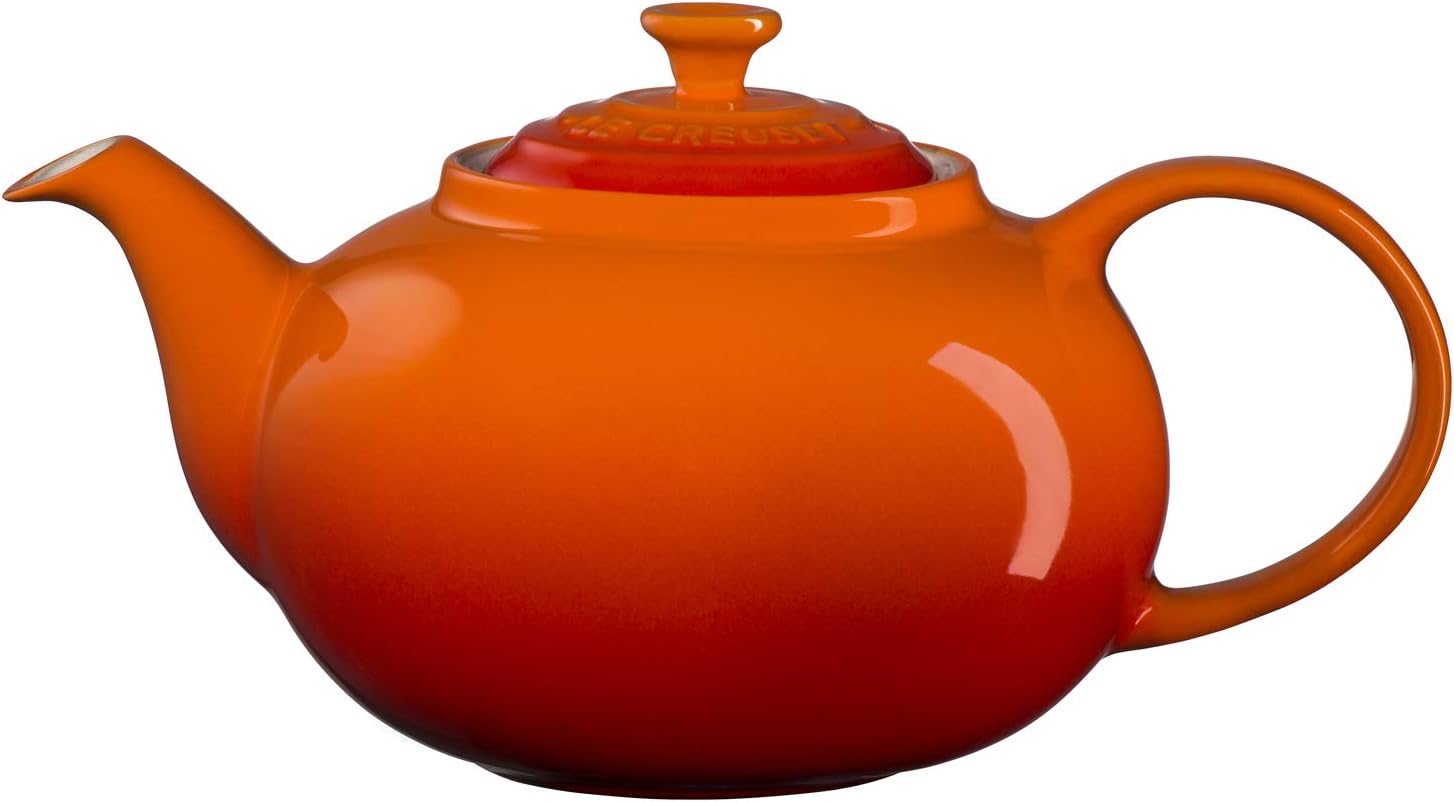Le Creuset Enamelled Stoneware Classic Teapot, 1.3 litres, Serves 3-4 Cups, Volcanic, 70702130900000, Orange - Image 3
