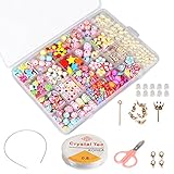 Phogary Children DIY Beads Set(500pcs), DIY Bracelets Necklaces Beads for Jewellery Making for Kids Bead Necklace Bracelet Making Kit As Beads Gift Kit for Girls