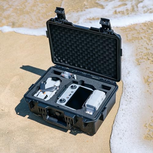 Lykus Titan MM410 Maletín/Estuche/Case rígido impermeable (Negro) para DJI Mini 4 Pro/Mini 3/Mini 3 Pro y DJI RC 2/RC/RC-N2 Combo, admite 7 baterías y cordón RC [Solo Estuche]
