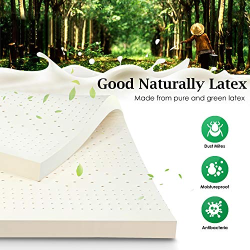 NESAILA 3 Inch Latex Mattress Topper, Natural Latex Bed Pad Topper