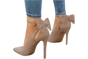Fashare Womens High Heels Bow Tie Back Sexy Stiletto Ankle Strap Wedding Dress Pumps Shoes
