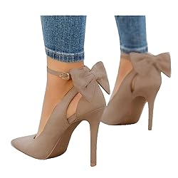 Fashare Womens High Heels Pointed Toe Bowtie Back