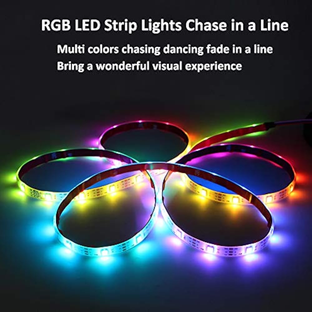 LED Strip Lights USB Powered Phone App Controlled RGB Chase Effect Kit