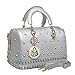 MG Collection RONI Gothic Skull Studded Doctor Style Tote Purse Handbag - Silver