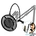 Pop Filter 6-Inch for Blue Yeti Microphone,SOONHUA Double-Layer Metal Mesh Professional Studio Mic Pop Shield with 360 Degree Flexible Gooseneck Screw Clamp for Recording Vocals
