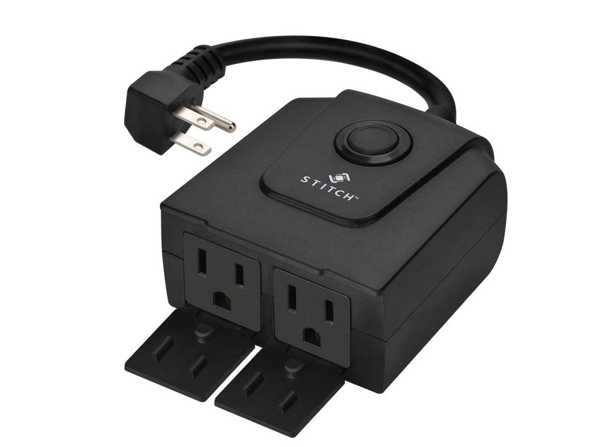 Compact Weatherproof Power Plug Monoprice Smart Outdoor Plug, IP65 Weather Resistance, 2 Individually ...