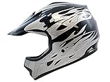 TMS Youth Kids Black Flame Dirt Bike Off-road Motocross Helmet Atv Mx (Large)
