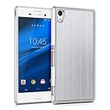 kwmobile Premium hard case for Sony Xperia M4 Aqua with reinforced back of brushed aluminium in silver