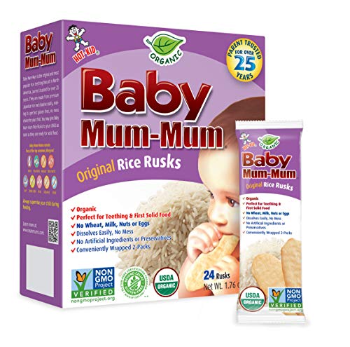 Baby Mum-Mum Rice Rusks, Organic Original, 24 pieces, (Pack of 6)
