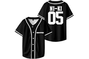 UJKHNBMR ENHYPEN NI-KI Merch V-Neck Shirts Baseball Jersey Shirt Women Men Fashion Casual Short Sleeve