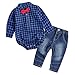 Baby Boy Outfit, Toddler Clothing Set Children Jeans + Romper Shirt with Bow Tie Blue 80(6-12 Month)
