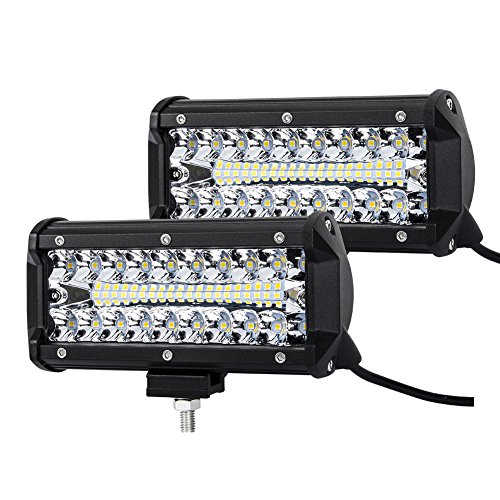 7 Inch Led Pods Spot Flood Combo Beam Liteway 16000 LM Triple Row Light Bar Off Road Driving Led Work Lights for UTV ATV Jeep Truck Boat Waterproof 2 Pack